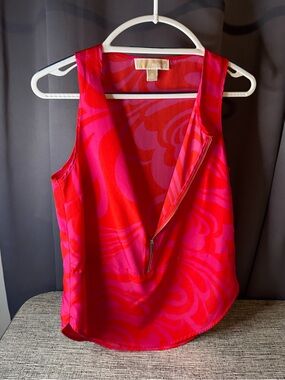 Michael Kors Red and Pink Patterned Tank Top